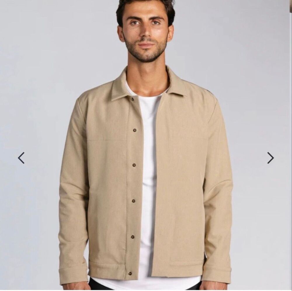 BYLT Premium Basics District Jacket Men’s M Fawn Tan Stretch Snap Front Lightwei